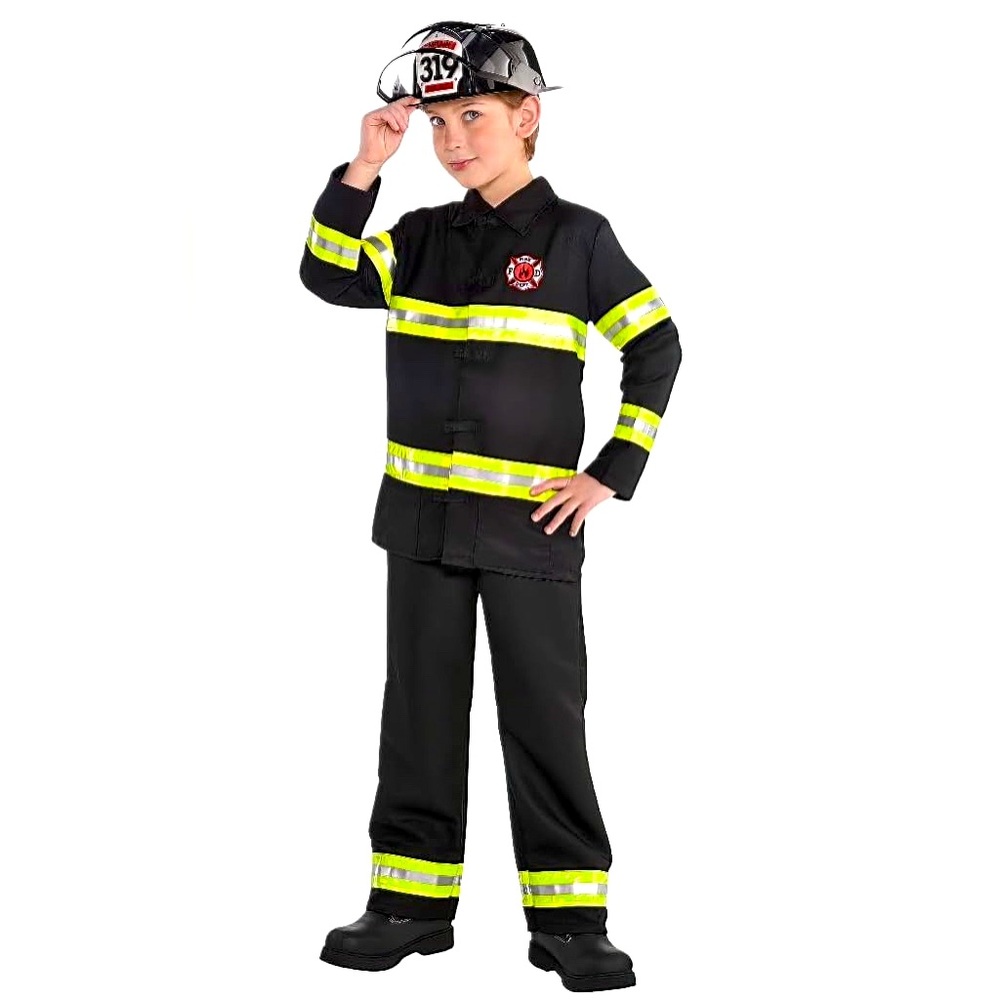 FIREFIGHTER🔥"CAPTAIN"🔥3PC BLACK COSTUME SIZE MEDIUM (8-10) 🌟NWT🌟